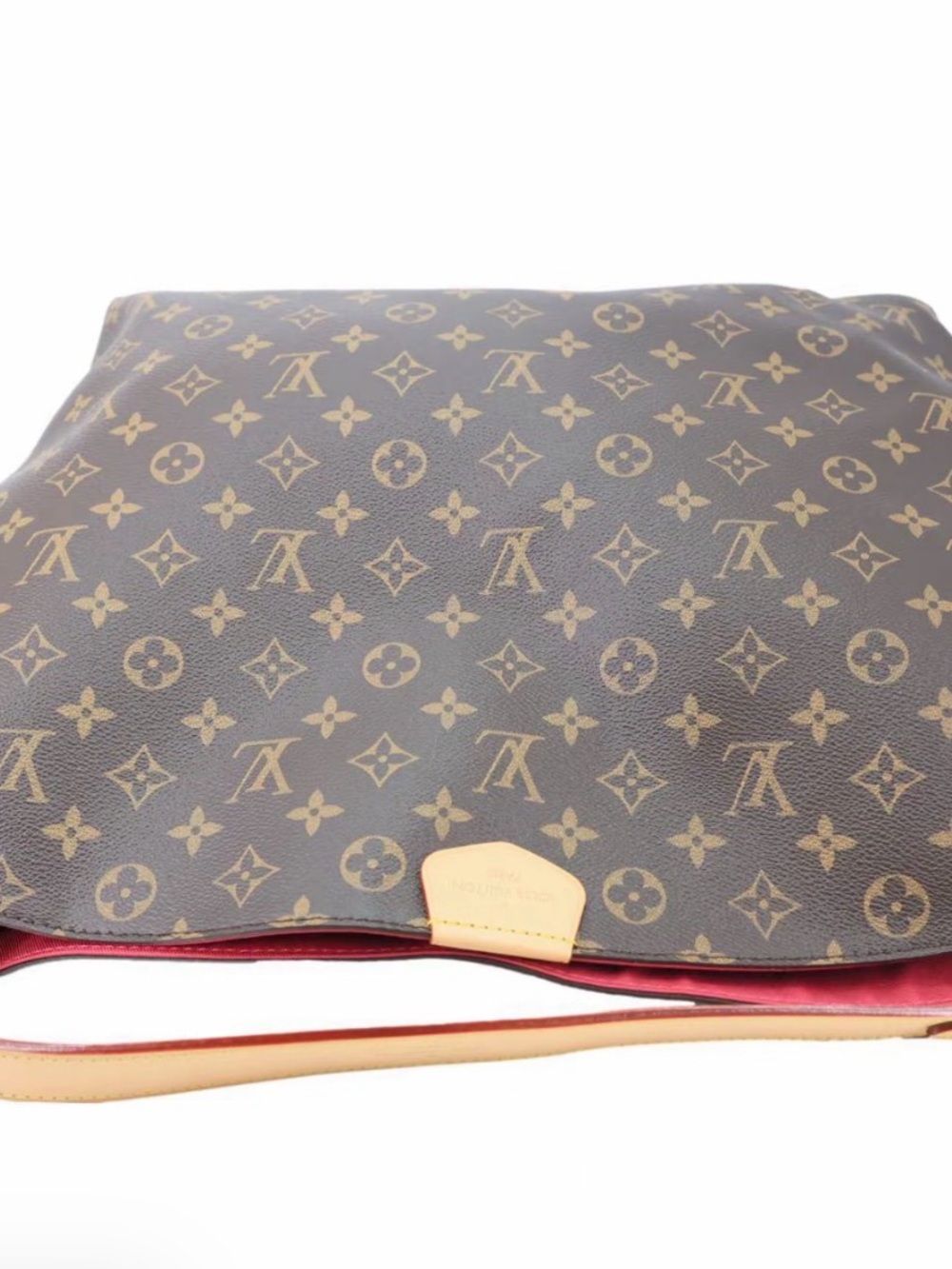 Louis Vuitton Brown Monogram Shoulder Bag with Red Lining